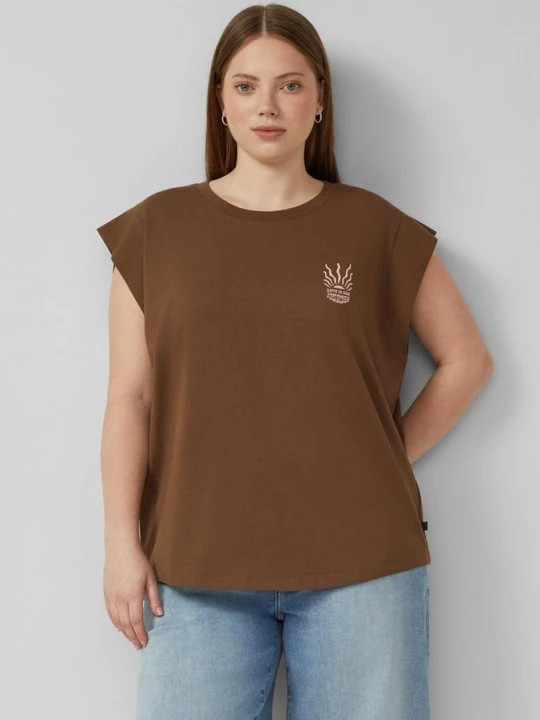 Foto van product Katoenen shirt met kleine print QS bruin