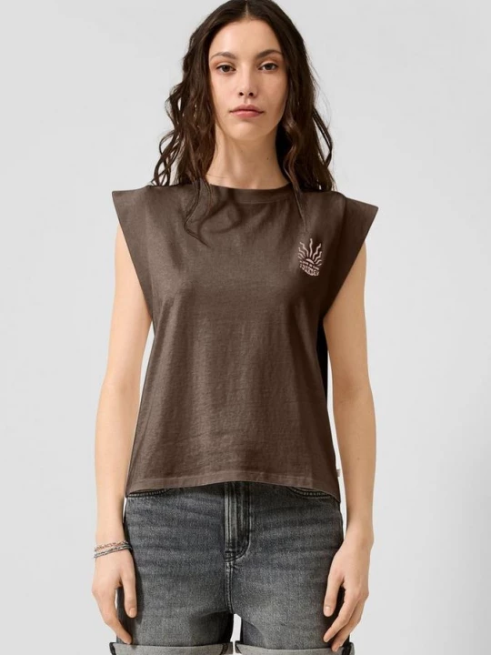 Foto van product Katoenen shirt met kleine print QS bruin