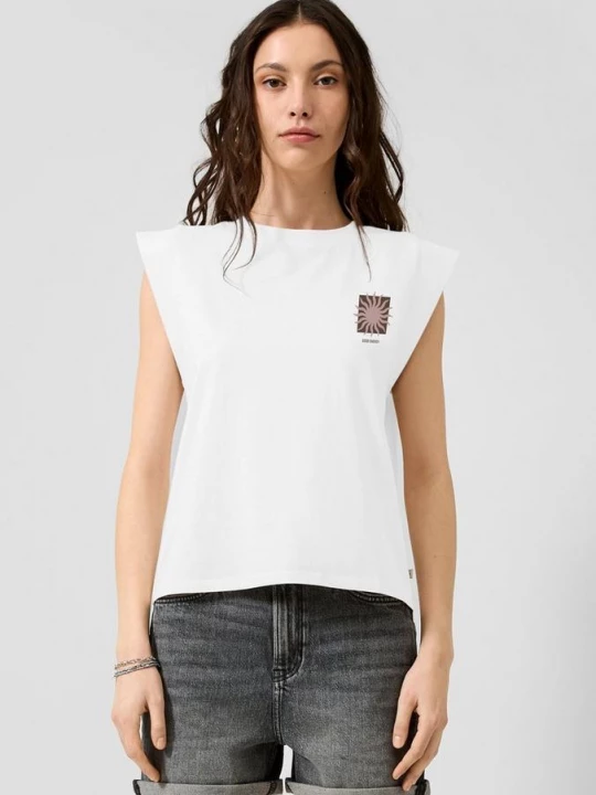 Foto van product Katoenen shirt met kleine print QS wit