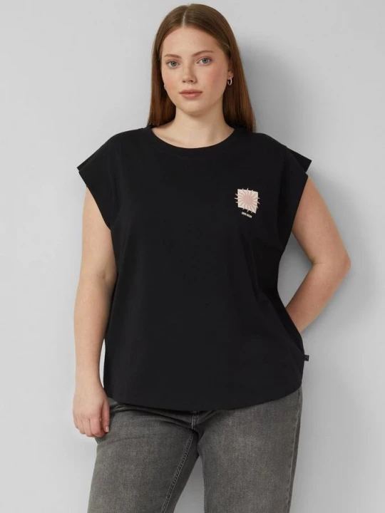 Foto van product Katoenen shirt met kleine print QS zwart