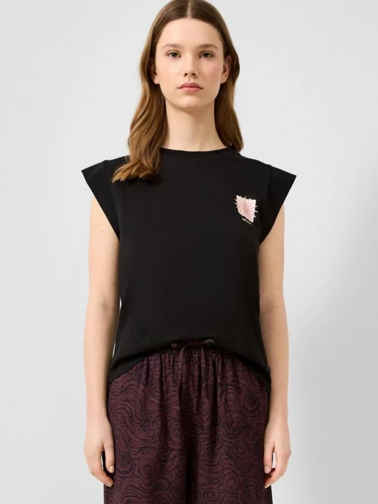 Foto van product Katoenen shirt met kleine print QS zwart