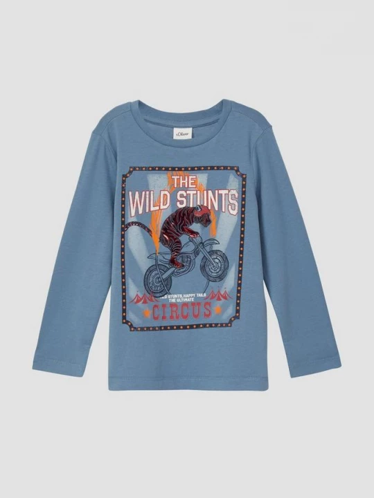 Foto van product Katoenen shirt met lange mouwen en folieprint s.Oliver blauw