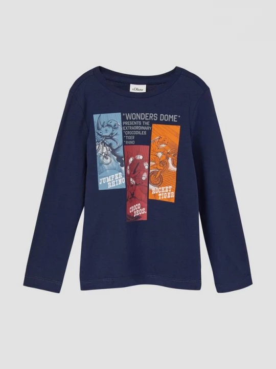 Foto van product Katoenen shirt met lange mouwen en print op de voorkant s.Oliver blauw
