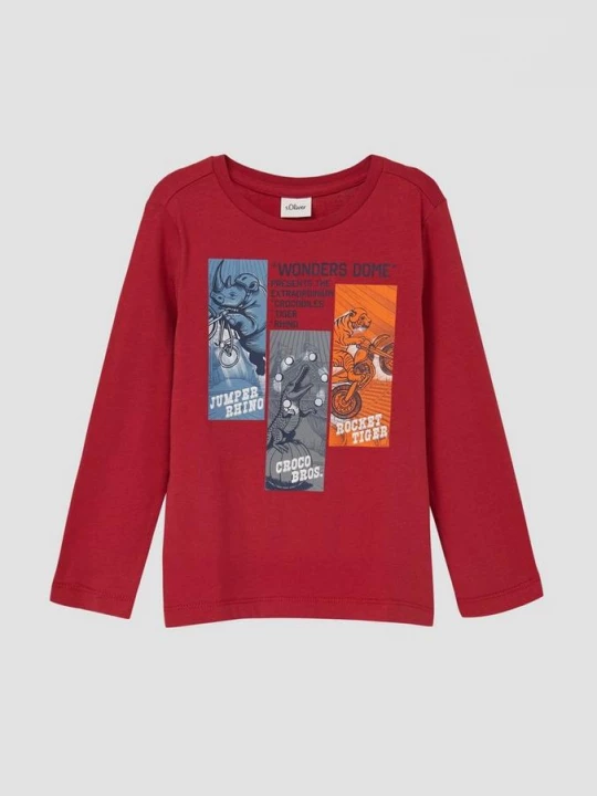 Foto van product Katoenen shirt met lange mouwen en print op de voorkant s.Oliver rood