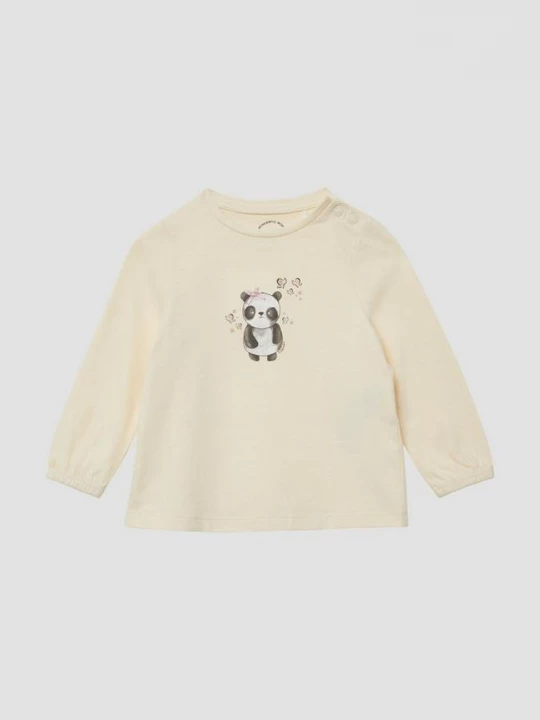 Foto van product Katoenen shirt met lange mouwen met pandamotief en strikapplicatie s.Oliver crème