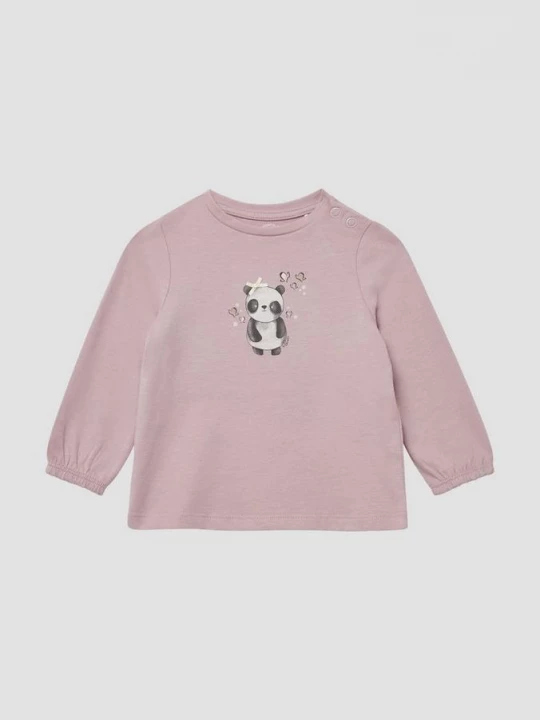 Foto van product Katoenen shirt met lange mouwen met pandamotief en strikapplicatie s.Oliver roze