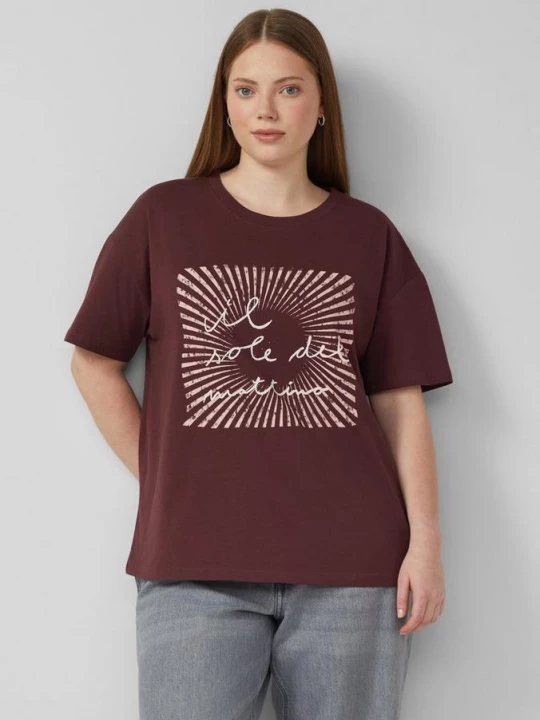 Foto van product Katoenen shirt met print aan de voorkant QS rood