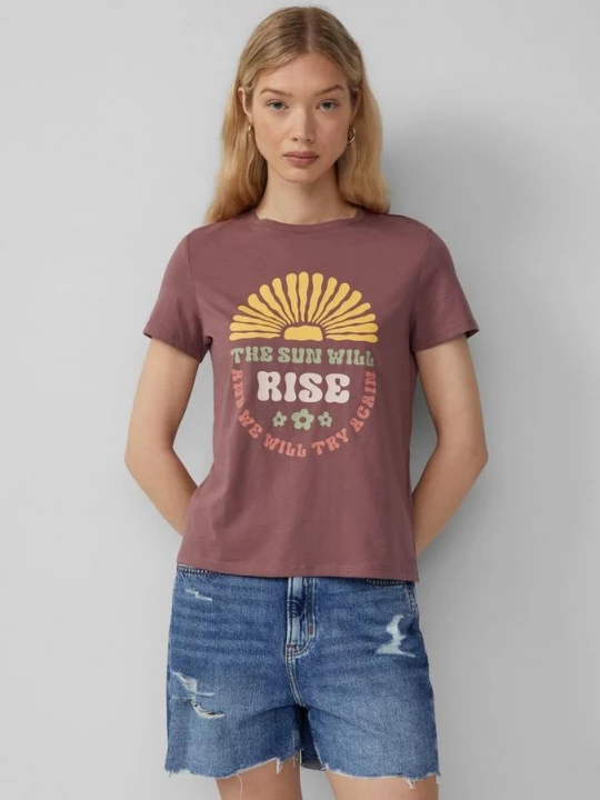Foto van product Katoenen shirt met print op de voorkant QS
