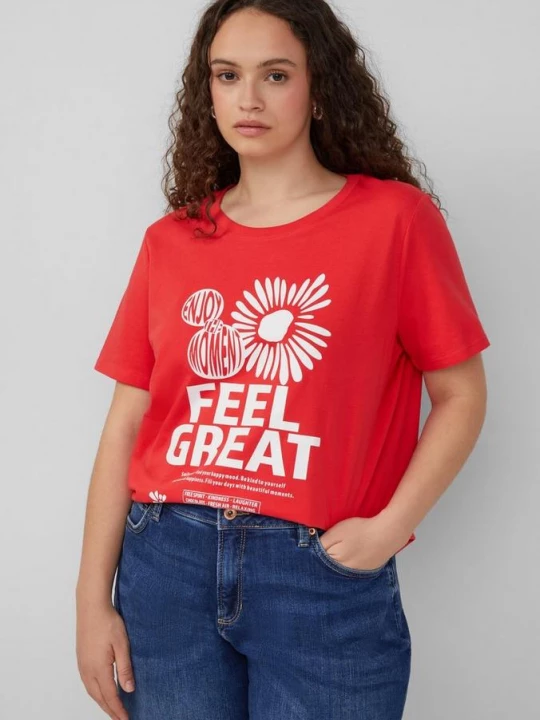 Foto van product Katoenen shirt met print op de voorkant QS rood