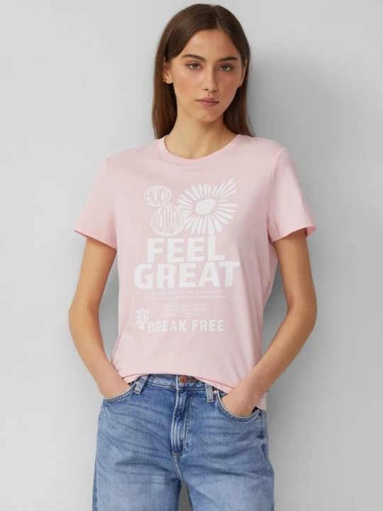 Foto van product Katoenen shirt met print op de voorkant QS roze
