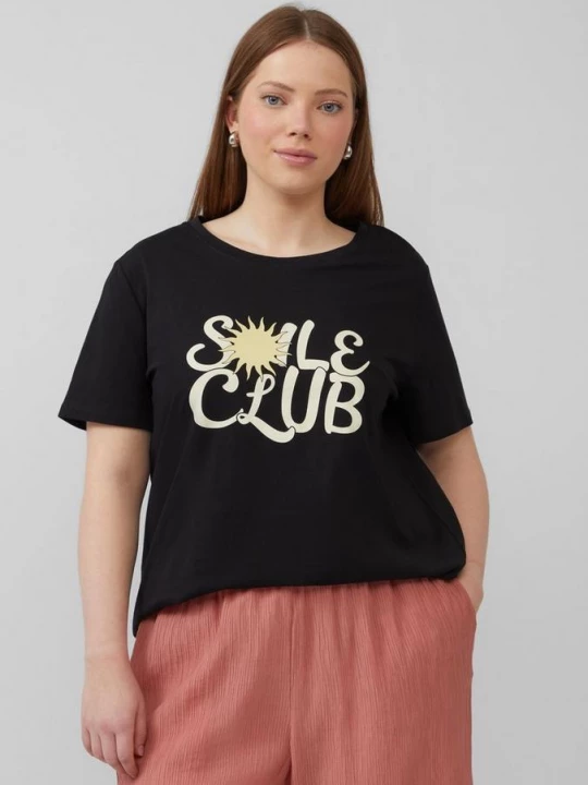 Foto van product Katoenen shirt met print op de voorkant QS zwart