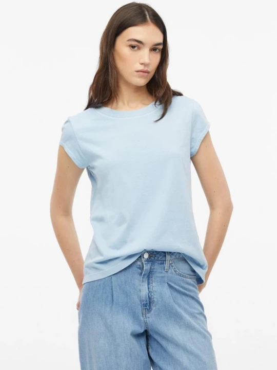Foto van product Katoenen shirt met ronde hals en kledingstukverf s.Oliver blauw
