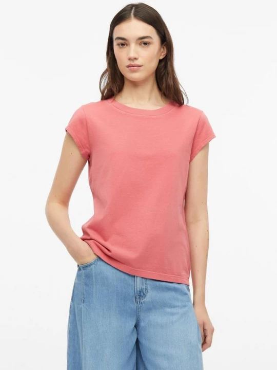 Foto van product Katoenen shirt met ronde hals en kledingstukverf s.Oliver roze