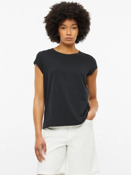 Foto van product Katoenen shirt met ronde hals en kledingstukverf s.Oliver zwart
