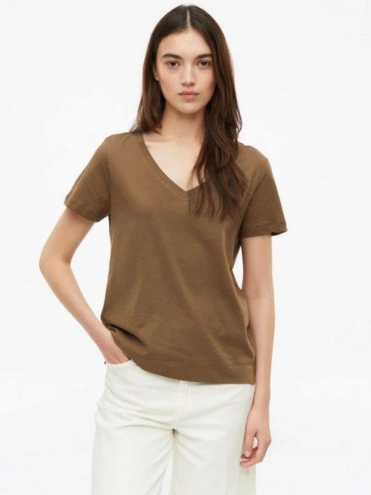 Foto van product Katoenen shirt met V-hals s.Oliver bruin