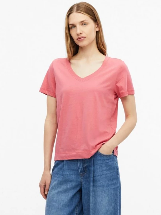 Foto van product Katoenen shirt met V-hals s.Oliver roze