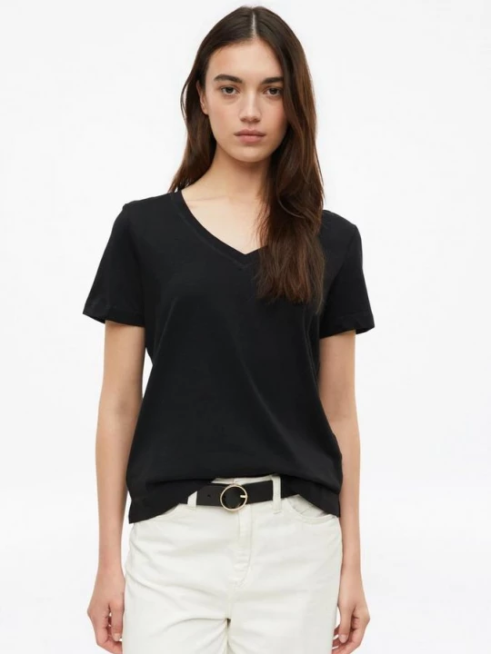 Foto van product Katoenen shirt met V-hals s.Oliver zwart