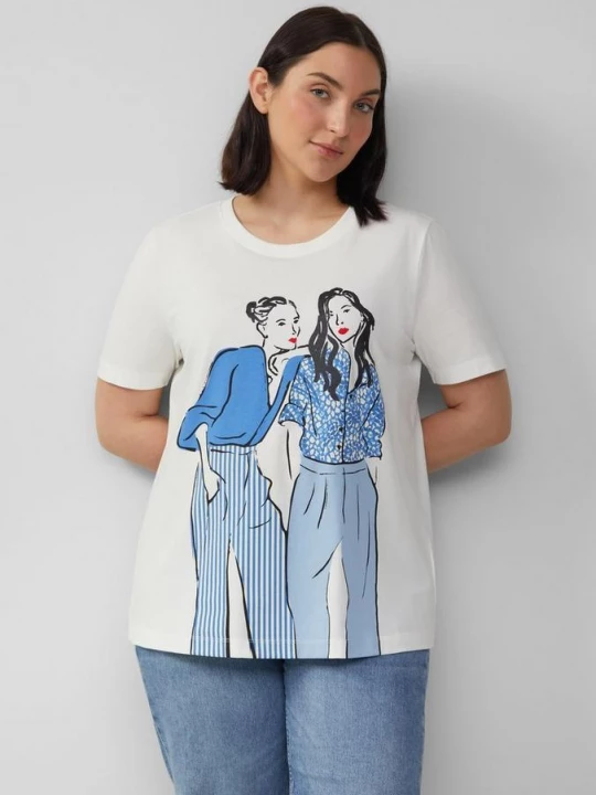 Foto van product Katoenen T-shirt in een regular fit met print op de voorkant s.Oliver crème