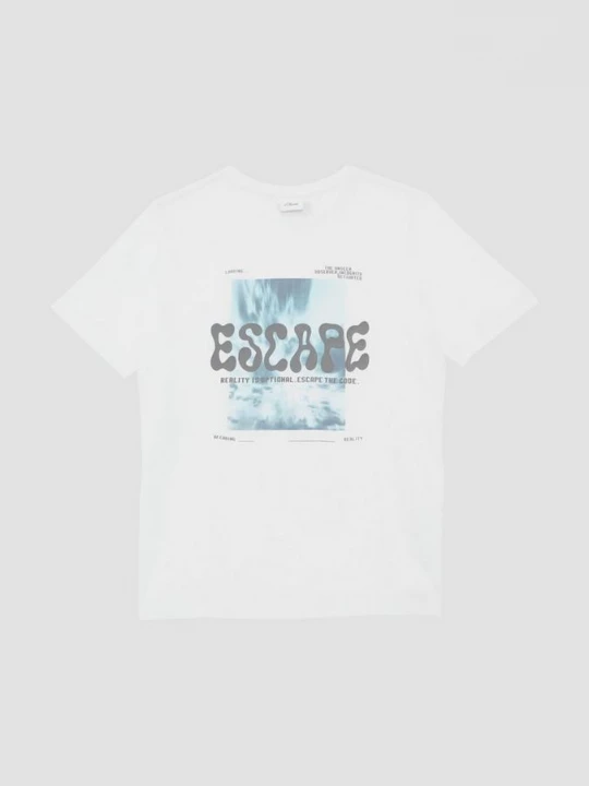 Foto van product Katoenen T-shirt met 3D print s.Oliver wit