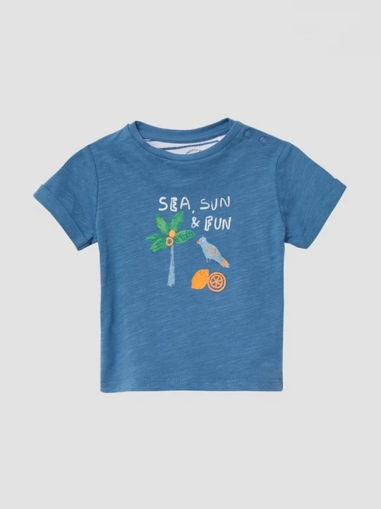Foto van product Katoenen T-shirt met borduursel en print s.Oliver blauw
