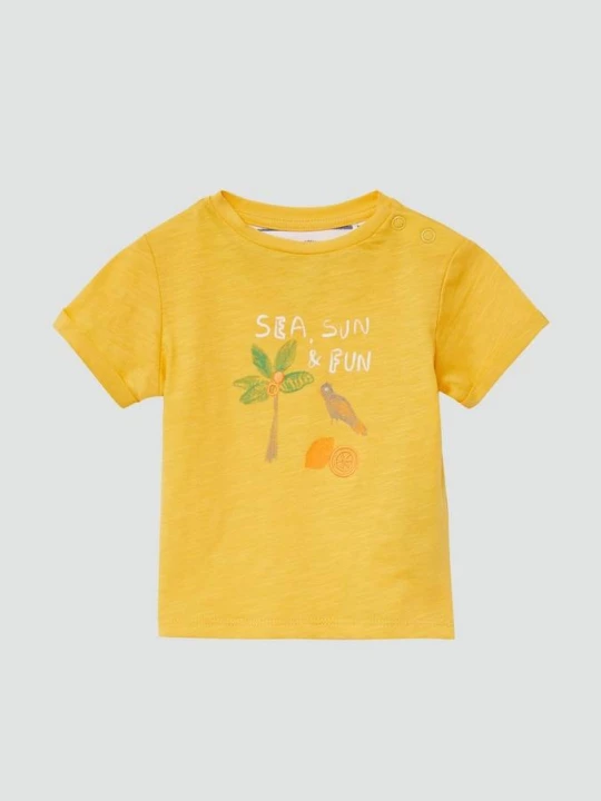Foto van product Katoenen T-shirt met borduursel en print s.Oliver geel