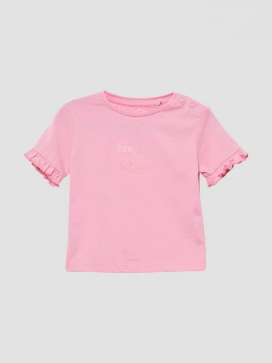 Foto van product Katoenen T-shirt met borduursel en volantmouwen s.Oliver roze