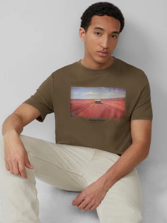 Foto van product Katoenen T-shirt met fotoprint s.Oliver bruin