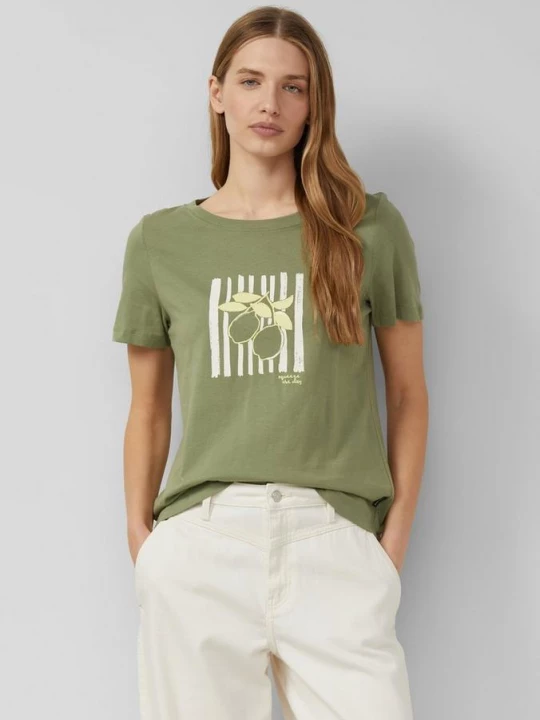 Foto van product Katoenen T-shirt met frontprint en pailletten s.Oliver olijfgroen