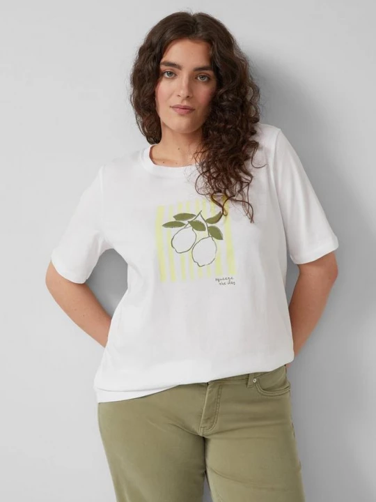 Foto van product Katoenen T-shirt met frontprint en pailletten s.Oliver wit