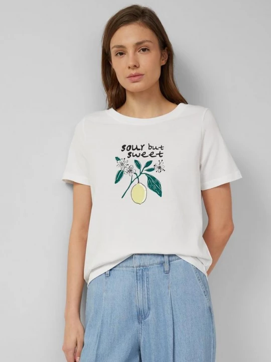 Foto van product Katoenen T-shirt met frontprint en pailletten s.Oliver wit