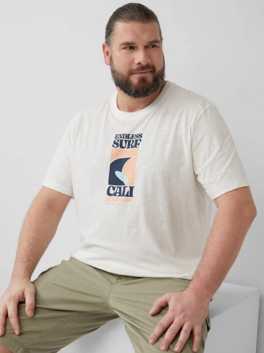 Foto van product Katoenen T-shirt met frontprint en vlamgarenstructuur s.Oliver wit