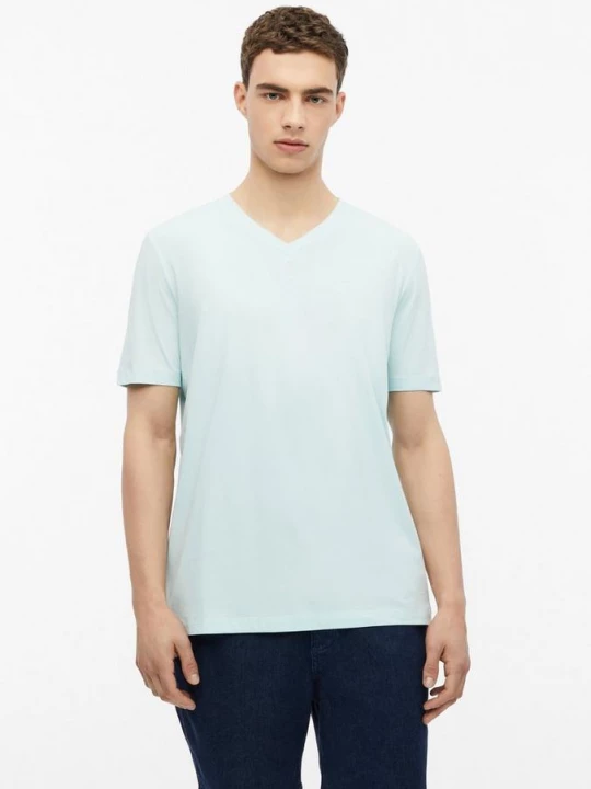 Foto van product Katoenen T-shirt met logoprint en V-hals s.Oliver blauw