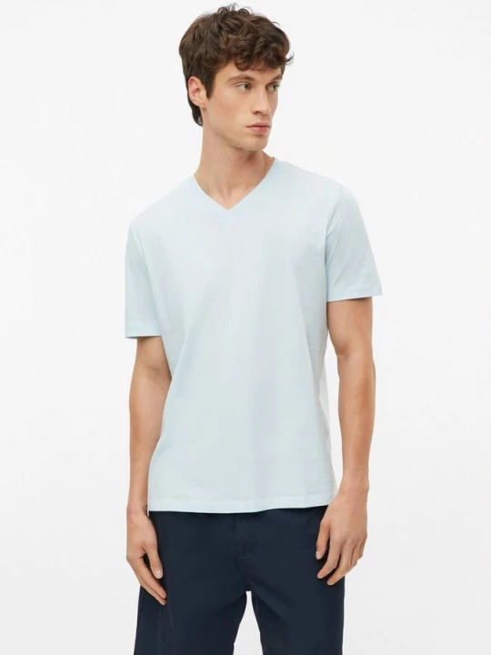 Foto van product Katoenen T-shirt met logoprint en V-hals s.Oliver blauw