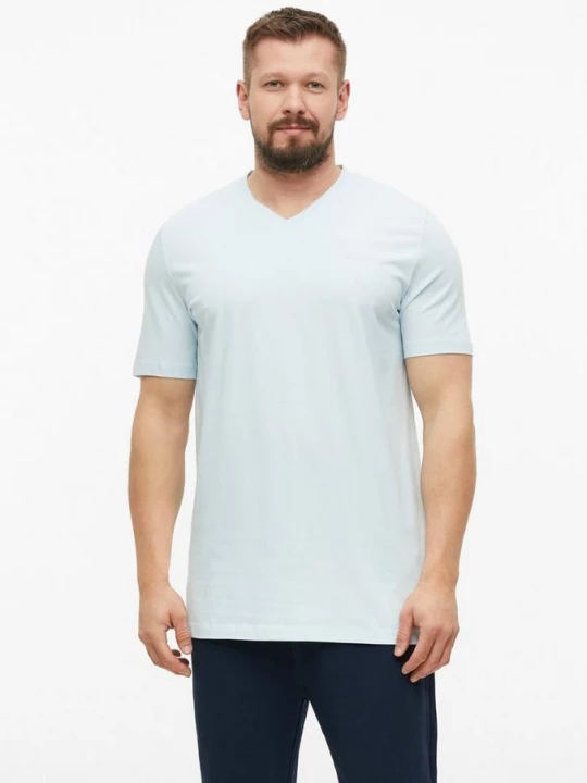 Foto van product Katoenen T-shirt met logoprint en V-hals s.Oliver blauw