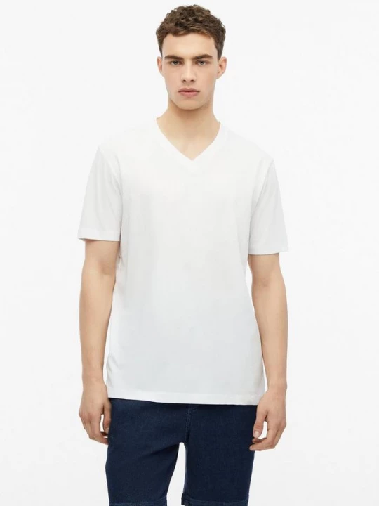Foto van product Katoenen T-shirt met logoprint en V-hals s.Oliver wit