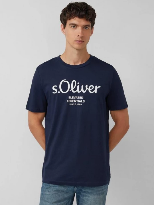 Foto van product Katoenen T-shirt met logoprint s.Oliver blauw