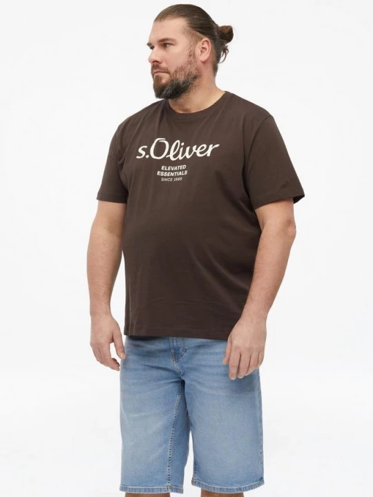 Foto van product Katoenen T-shirt met logoprint s.Oliver bruin