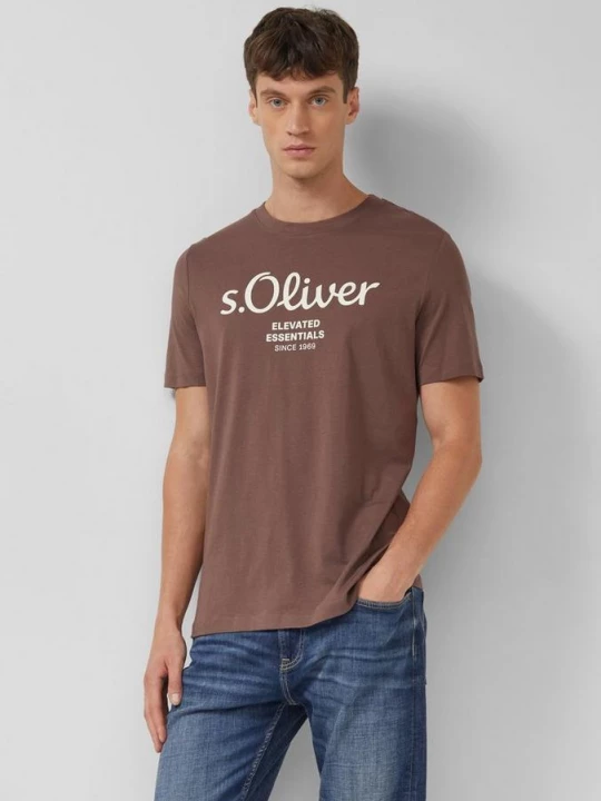 Foto van product Katoenen T-shirt met logoprint s.Oliver bruin