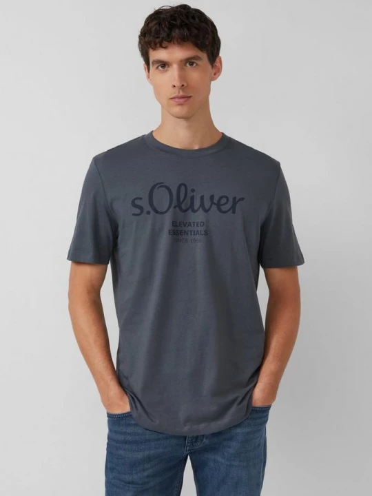 Foto van product Katoenen T-shirt met logoprint s.Oliver grijs