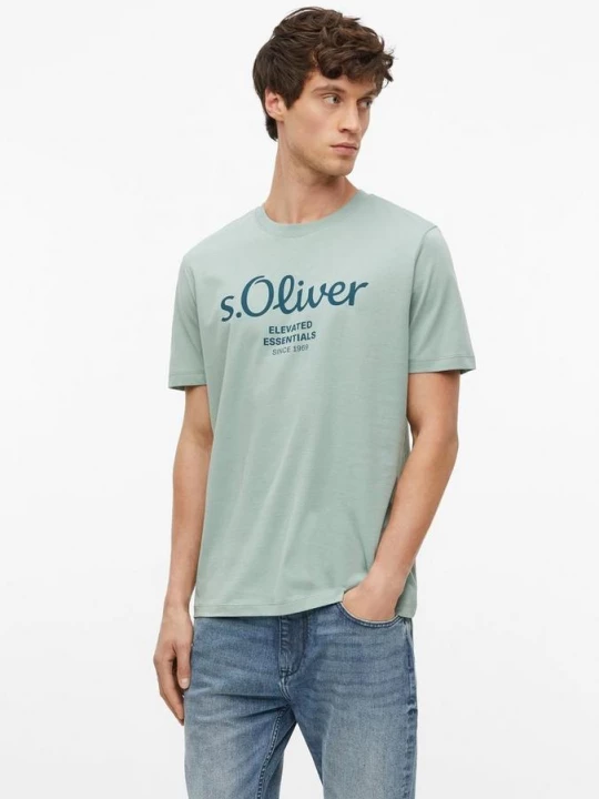 Foto van product Katoenen T-shirt met logoprint s.Oliver groen