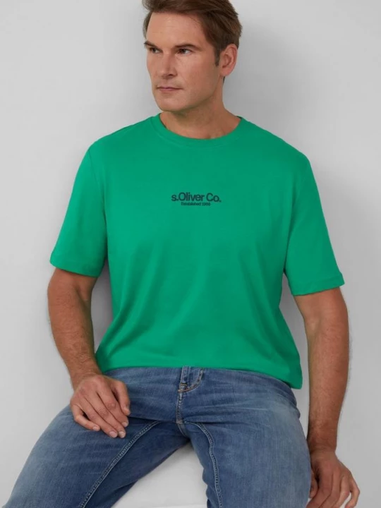 Foto van product Katoenen T-shirt met logoprint s.Oliver groen