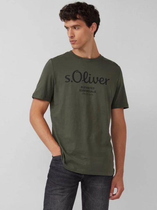 Foto van product Katoenen T-shirt met logoprint s.Oliver olijfgroen