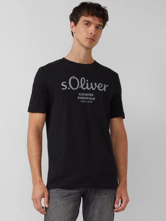 Foto van product Katoenen T-shirt met logoprint s.Oliver zwart