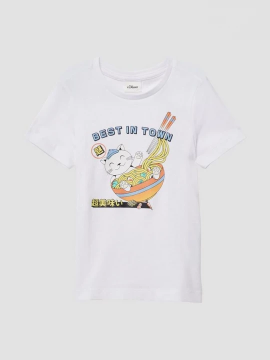 Foto van product Katoenen T-shirt met motiefprint s.Oliver wit