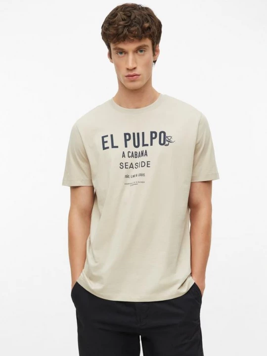 Foto van product Katoenen T-shirt met print aan de voorkant s.Oliver beżowy