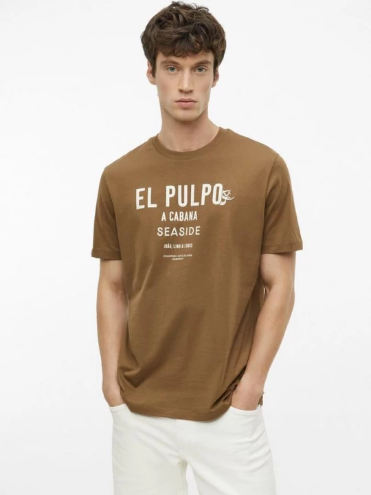 Foto van product Katoenen T-shirt met print aan de voorkant s.Oliver bruin