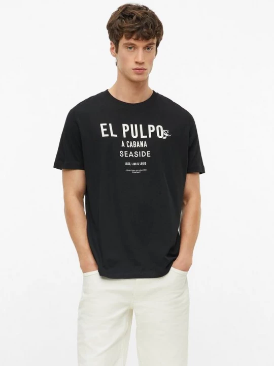 Foto van product Katoenen T-shirt met print aan de voorkant s.Oliver zwart
