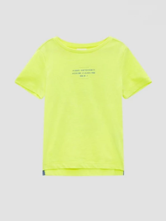 Foto van product Katoenen T-shirt met print en een verlengde achterkant s.Oliver groen