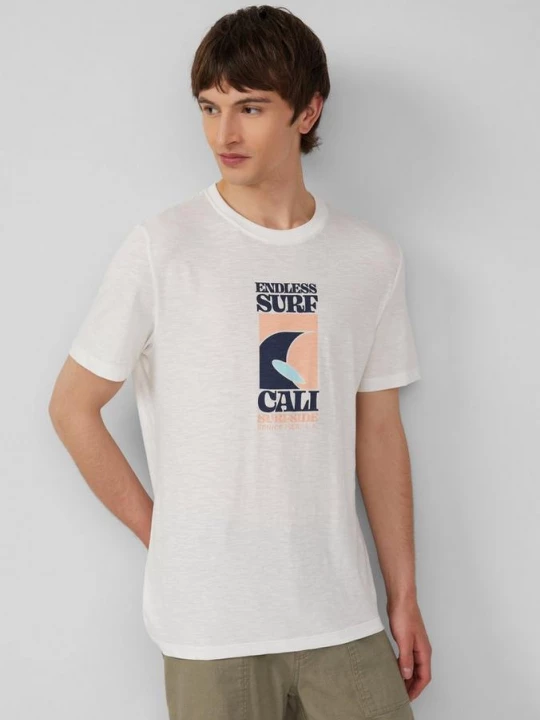 Foto van product Katoenen T-shirt met print op de voorkant en slubstructuur s.Oliver wit