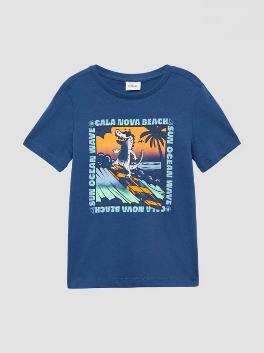 Foto van product Katoenen T-shirt met print op de voorkant s.Oliver blauw